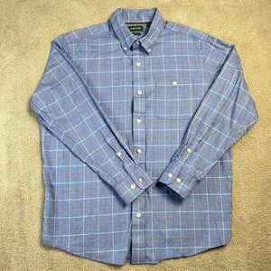 ORVIS Button Down Shirt Men's Large Country Twill Classic Fit Plaid 100 % Cotton